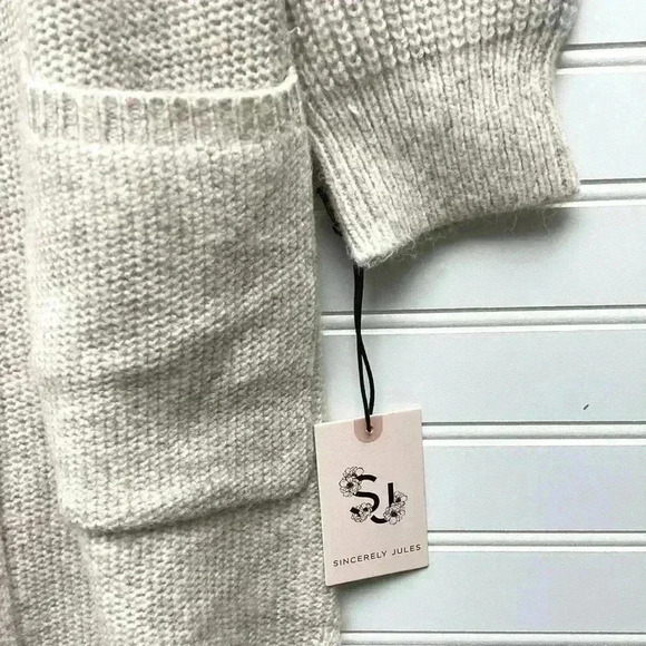 Sincerely Jules NWT Oatmeal Lightweight Long Sleeve Open Long Cardigan Sweater L - Picture 4 of 10